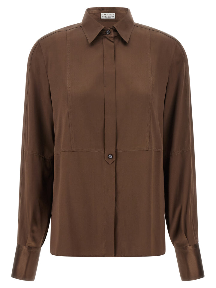 Brunello Cucinelli Brown Silk Blouse