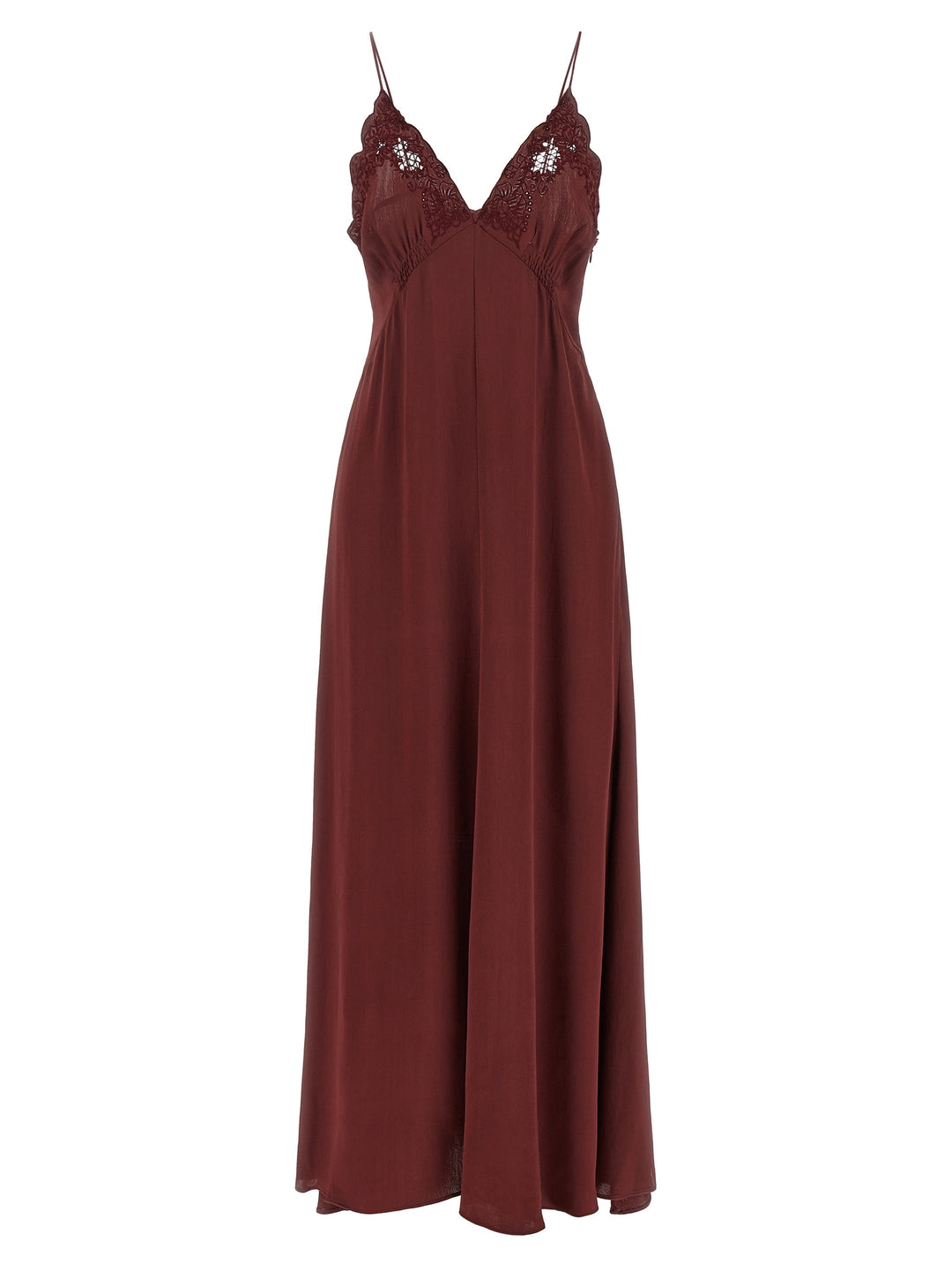 Twinset Bordeaux Viscose Long Dress
