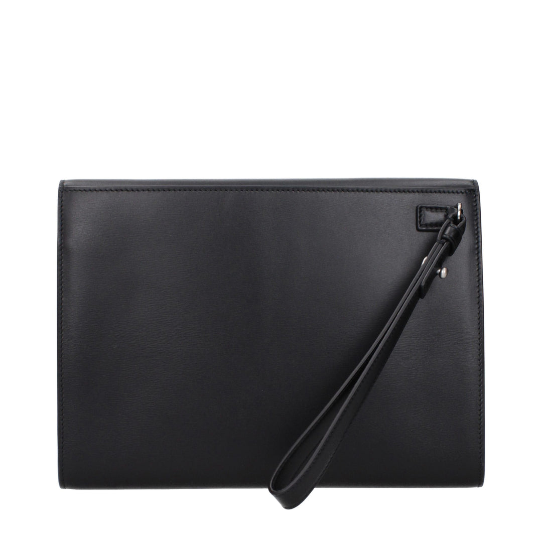 Ferragamo Black Leather Clutch Bag