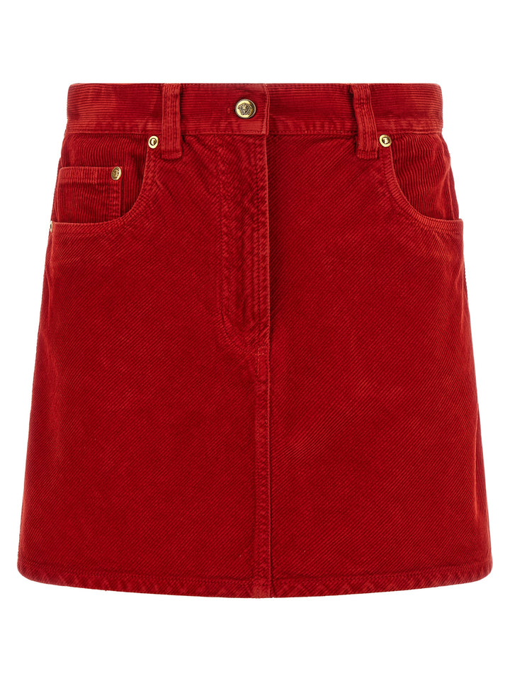 Versace Red Cotton Long Skirt