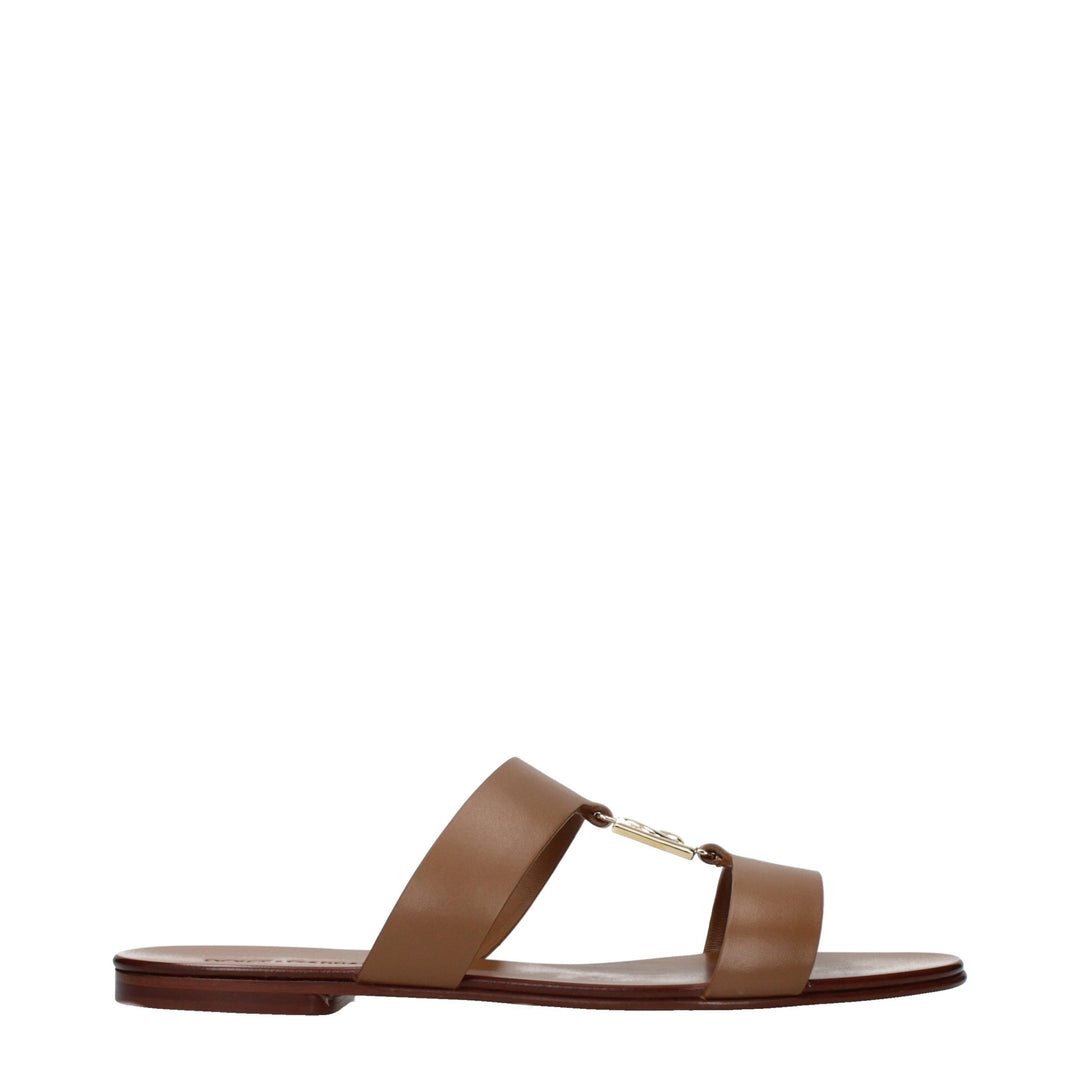 Dolce & Gabbana Brown Leather Slippers