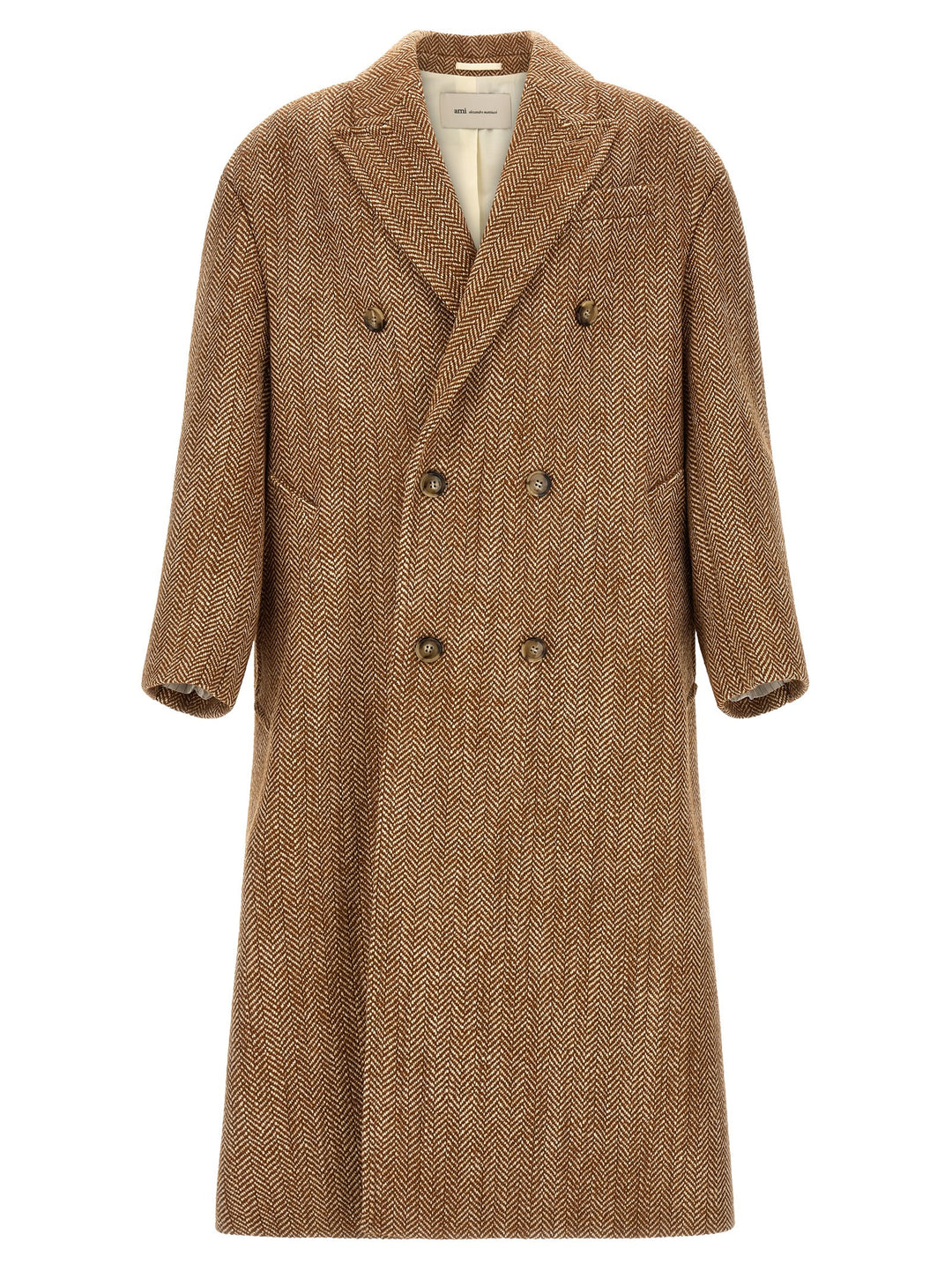 Ami Paris Brown Virgin Wool Coat