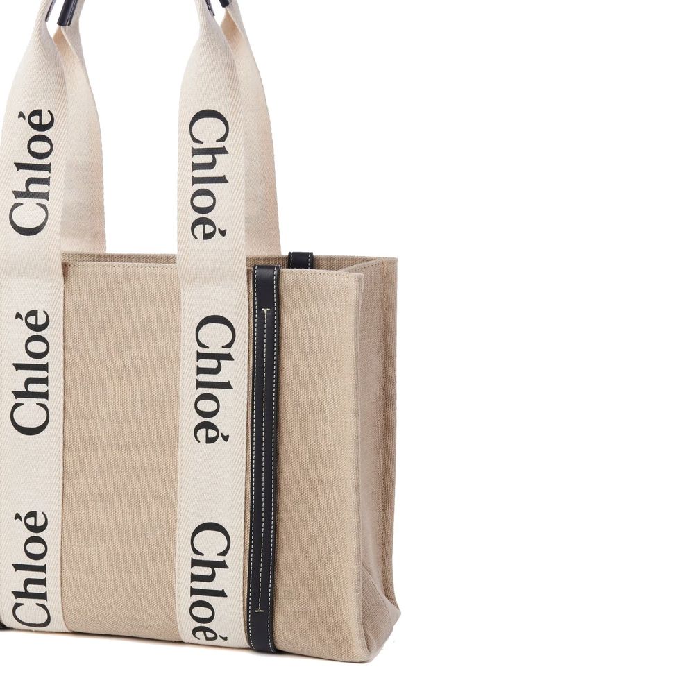Chloé Beige Linen Tote Bag