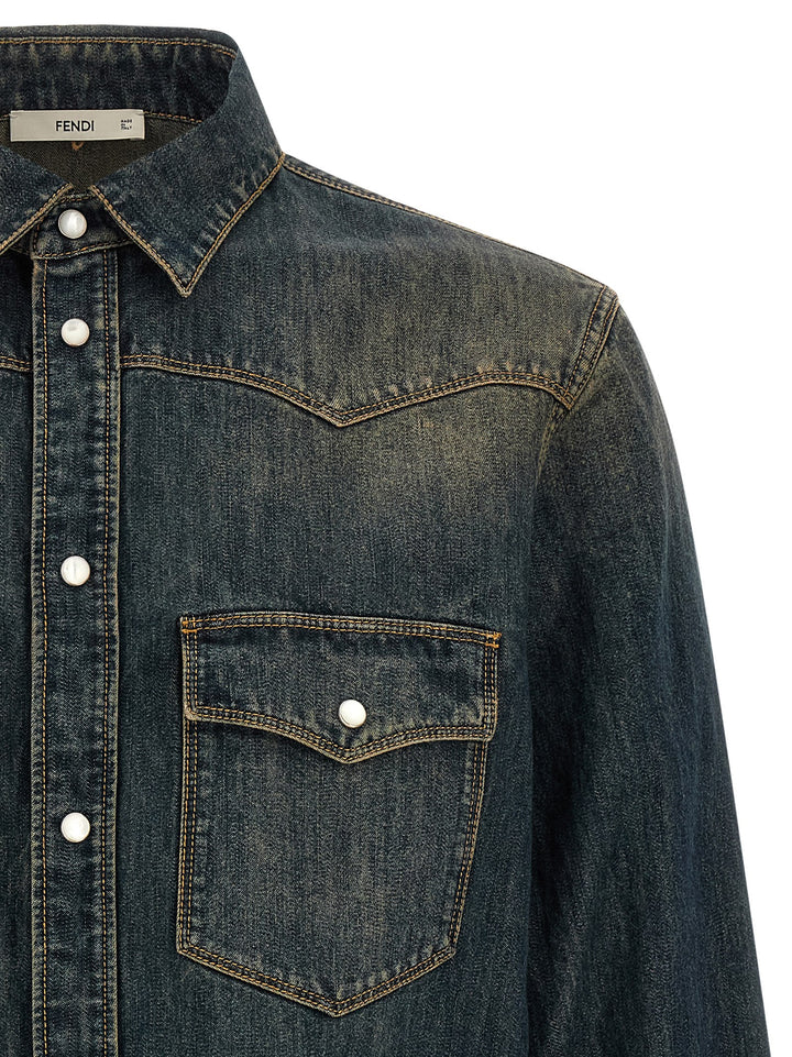 Fendi Blue Cotton Blouse
