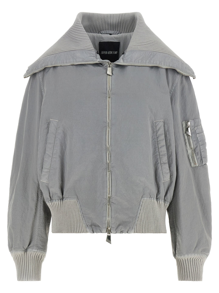The Attico Gray Polyamide Bomber