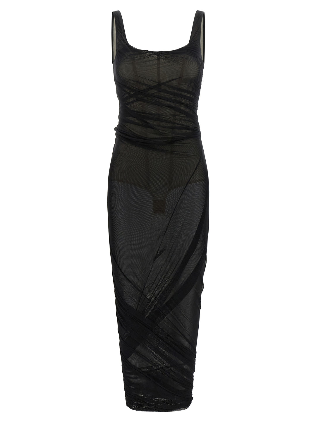 The Attico Black Polyamide Midi Dress