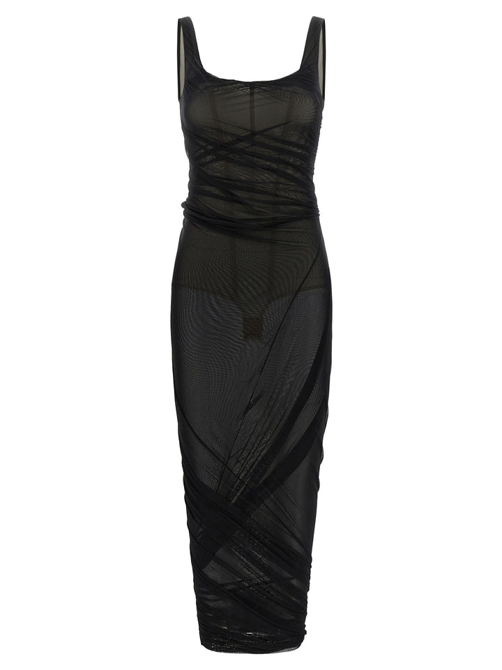 The Attico Black Polyamide Midi Dress