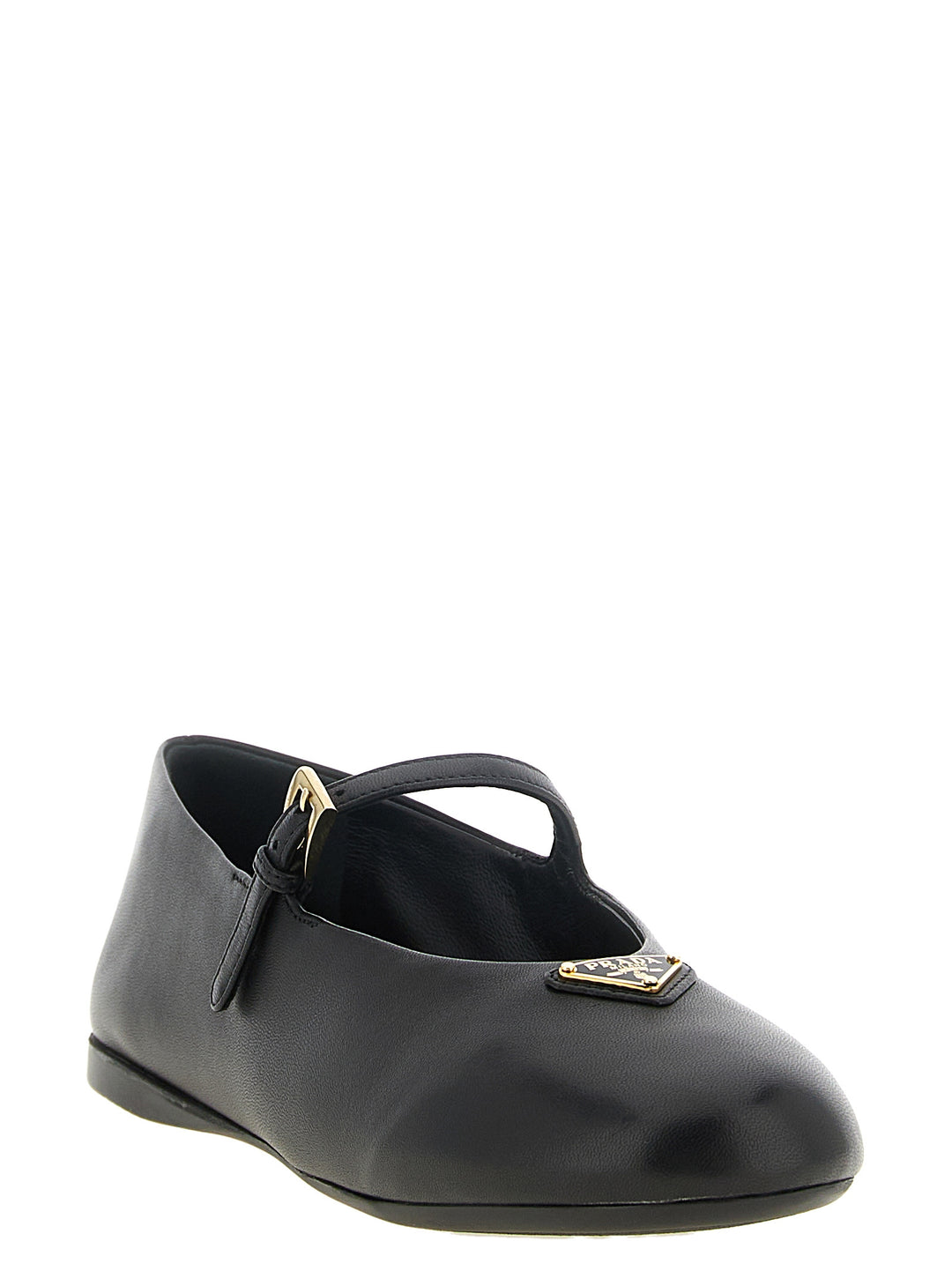 Prada Black Lamb Leather Ballet Flats