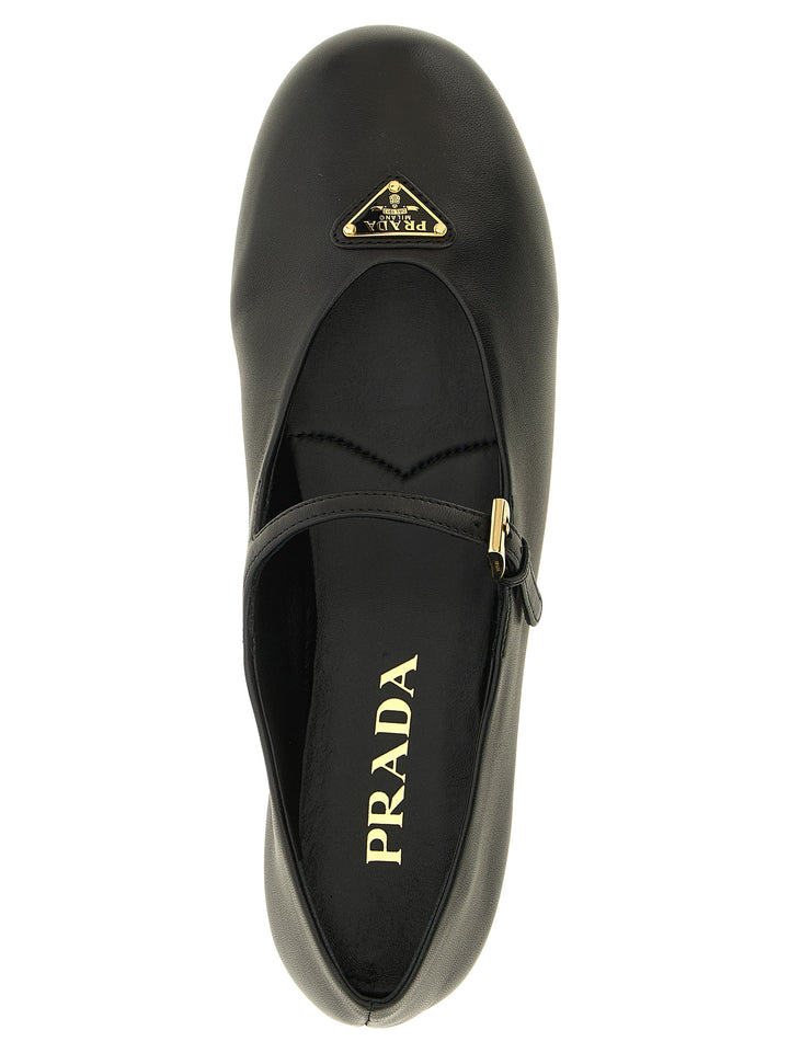 Prada Black Lamb Leather Ballet Flats
