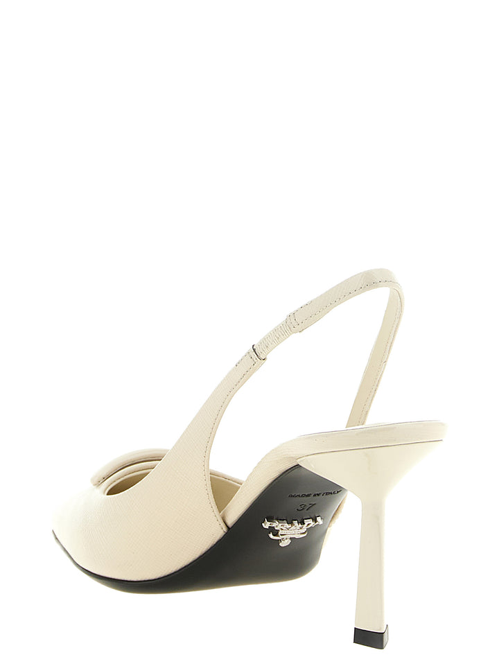 Prada White Calfskin High Heel Pumps