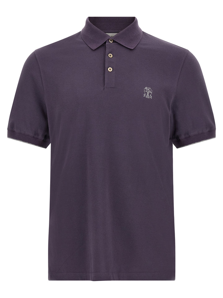 Brunello Cucinelli Purple Cotton Polo Shirt
