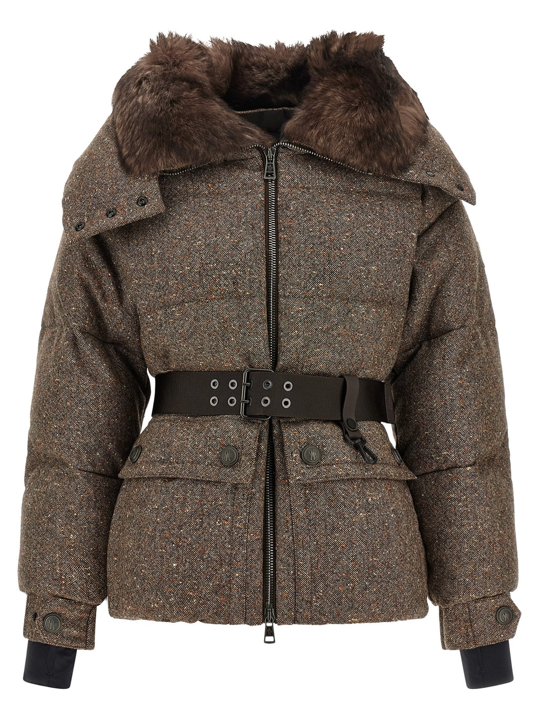 Moncler Grenoble Brown Leather Full-Length Jacket