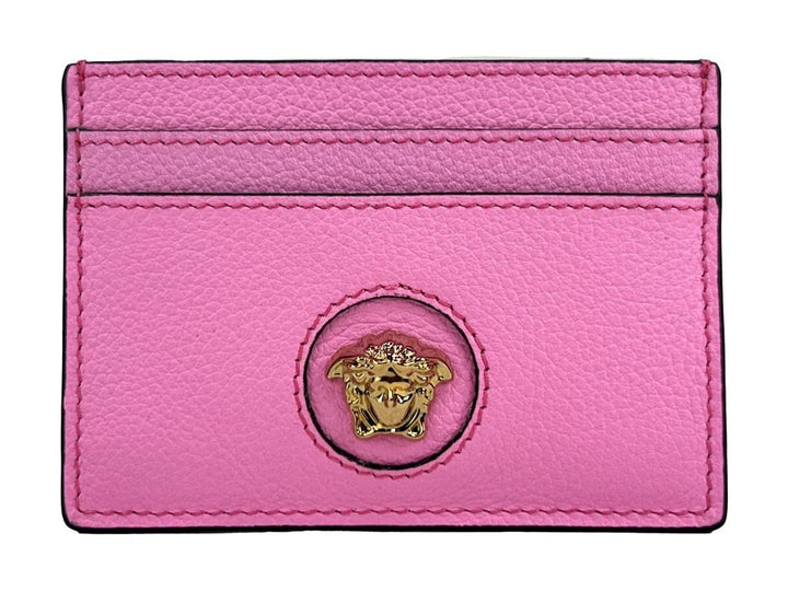 Versace Mini Medusa Pink Grainy Leather Slim Card Case Wallet