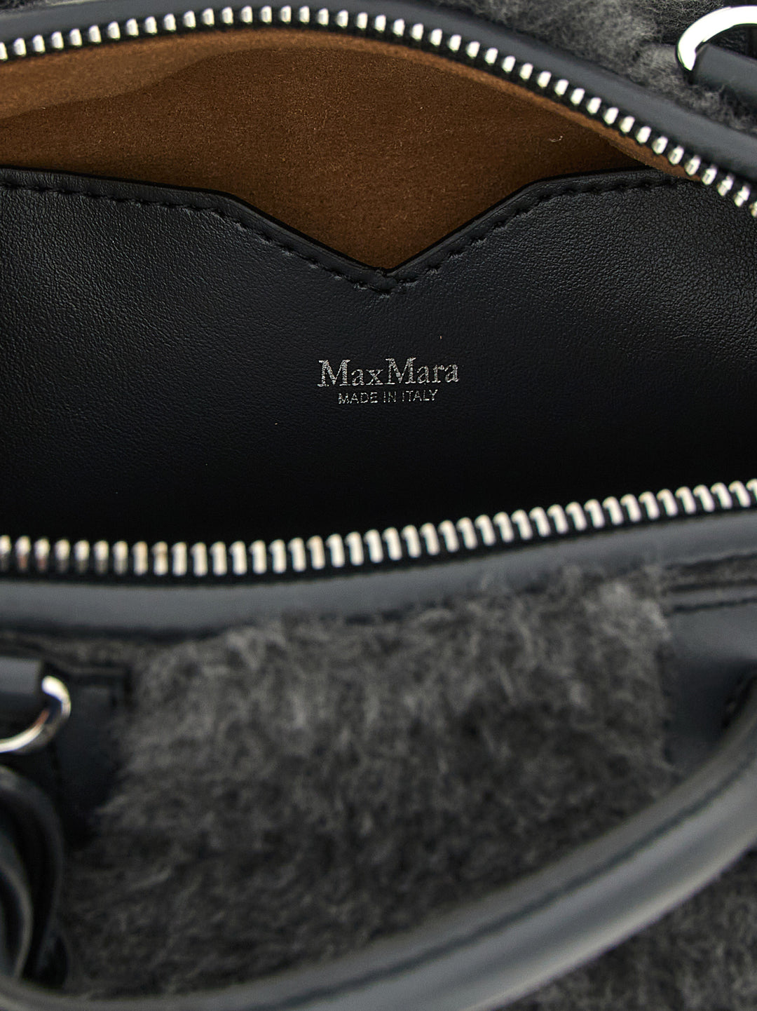 Max Mara Gray Virgin Wool Handbag