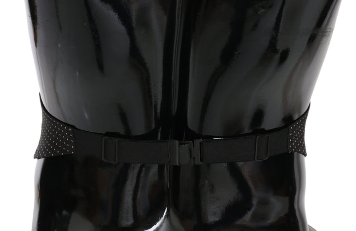 Dolce & Gabbana Black Dotted Waist Belt Silk Cummerbund