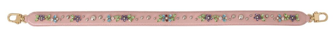 Dolce & Gabbana Pink Leather Crystal Stud Accessory Shoulder Strap