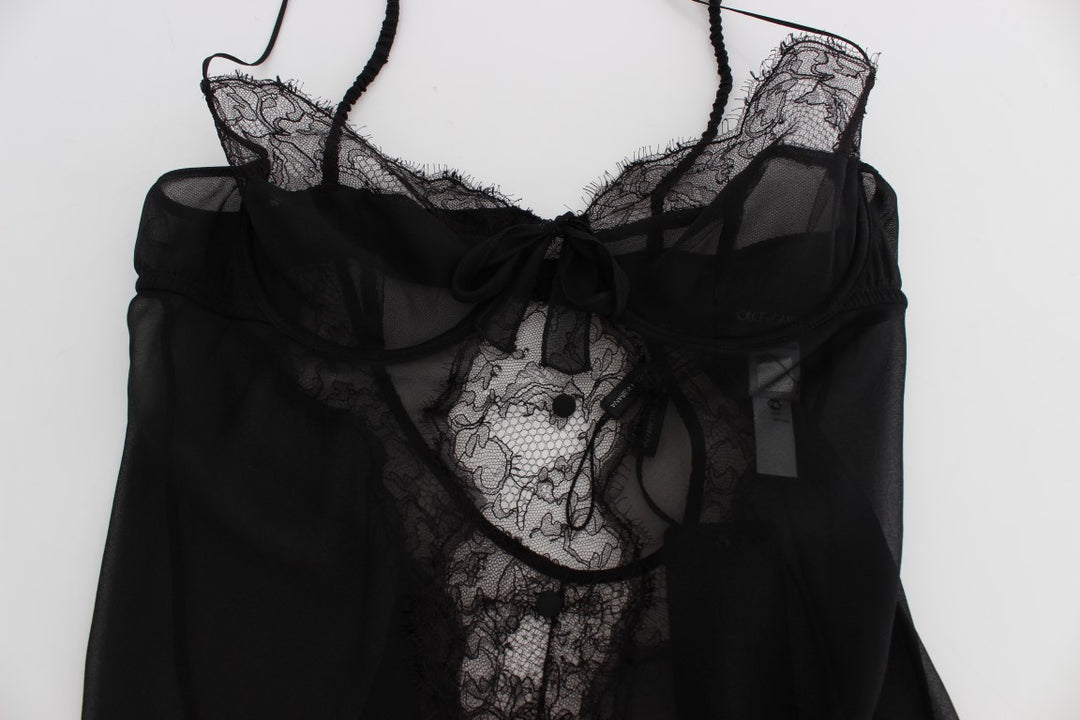Dolce & Gabbana Black Silk Lace Babydoll Lingerie Top