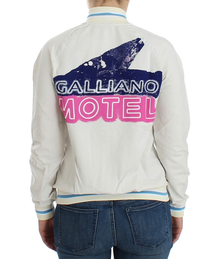 John Galliano Elegant White Zip Cardigan