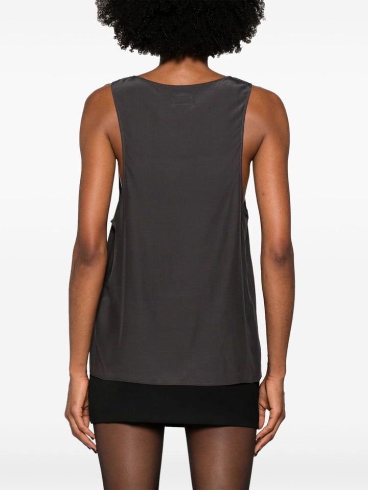 Saint Laurent Henley-neck silk tank top