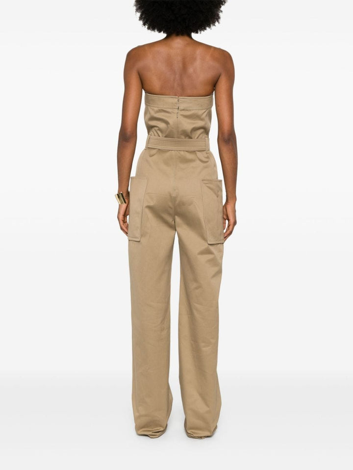 Saint Laurent strapless belted cotton jumpsuit