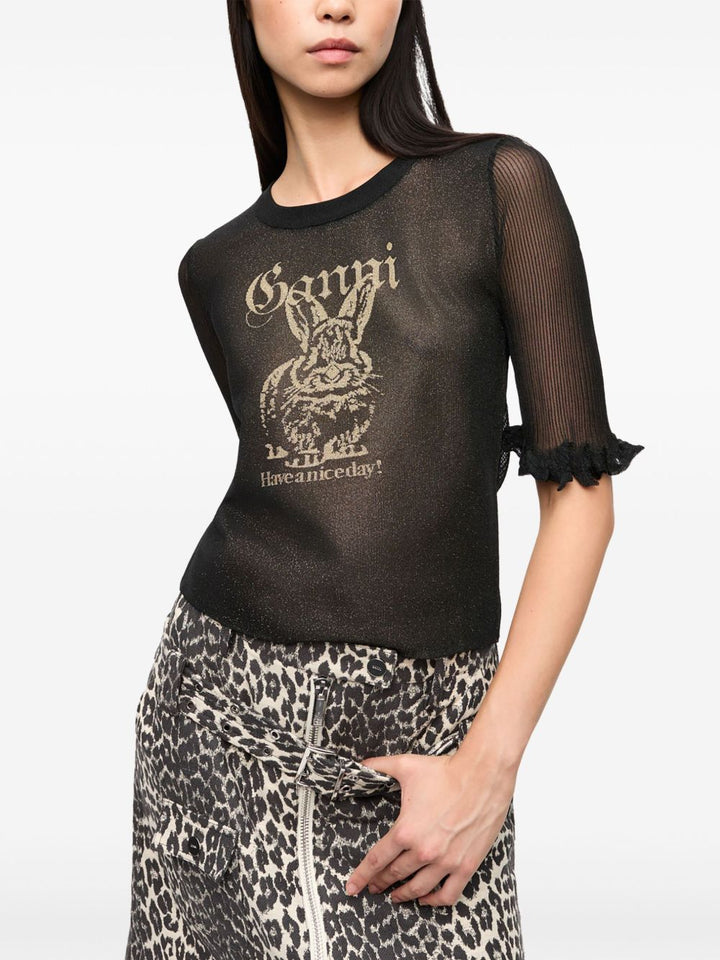 Ganni Sheer Jacquard Top