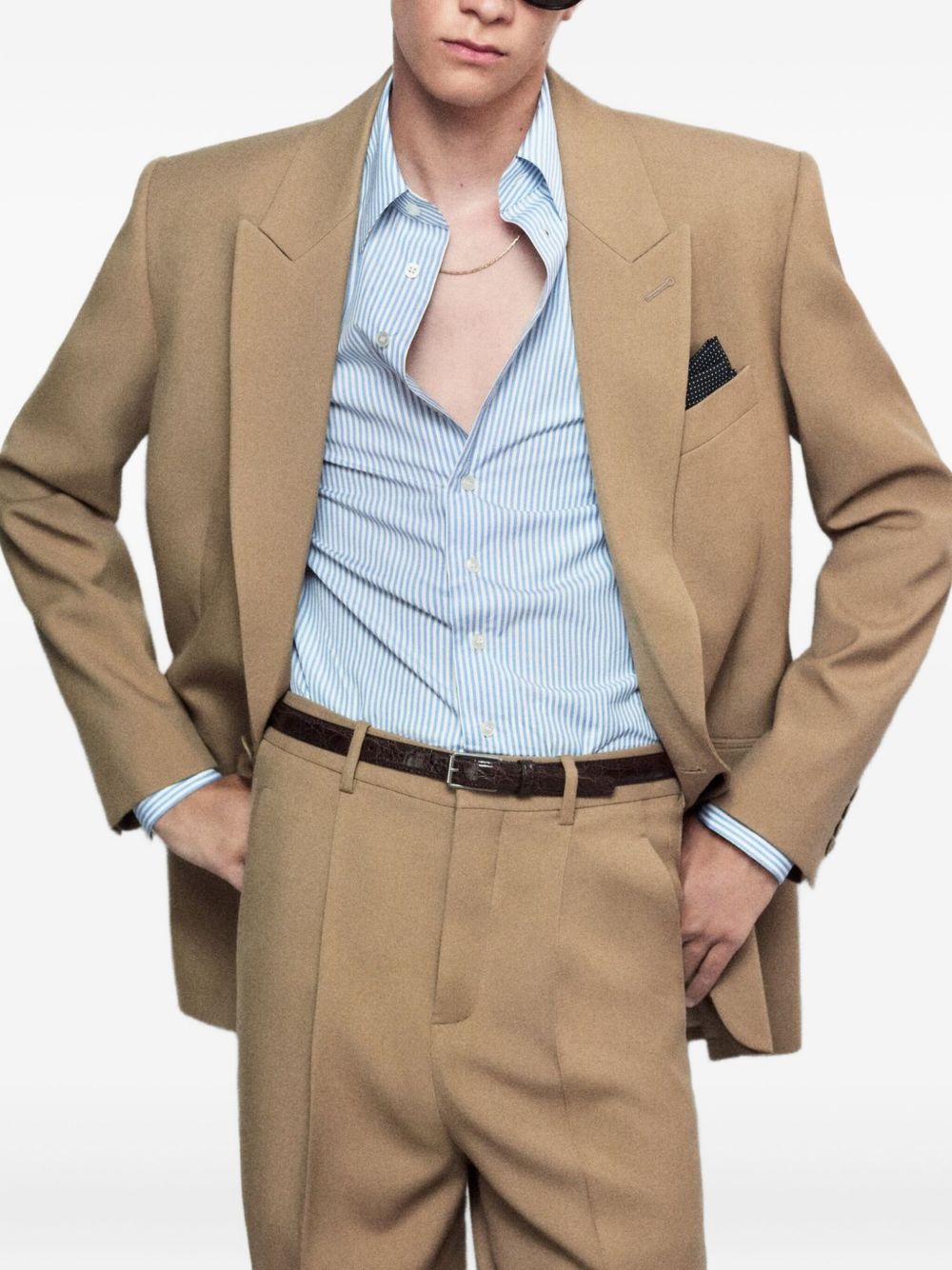 Saint Laurent Natural Blazer Structured Wool