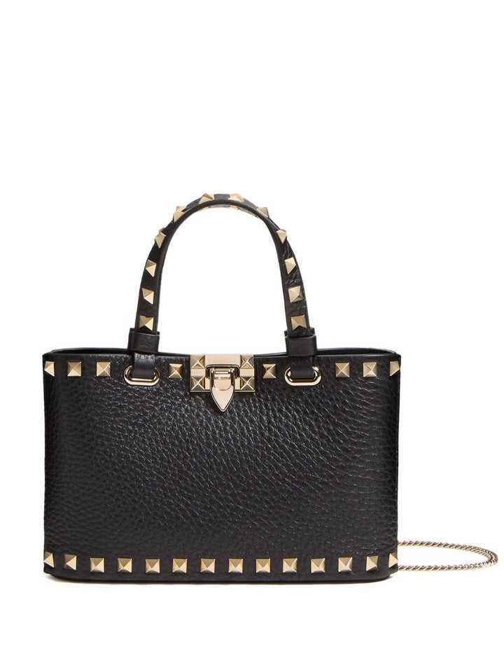 Valentino Garavani Mini Rockstud Shopping Bag in Garnet Calfskin