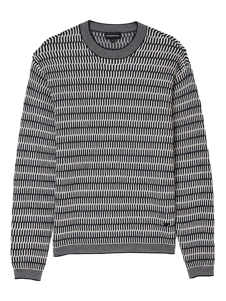 Emporio Armani Two-tone embroidery-stitched jacquard virgin wool jumper