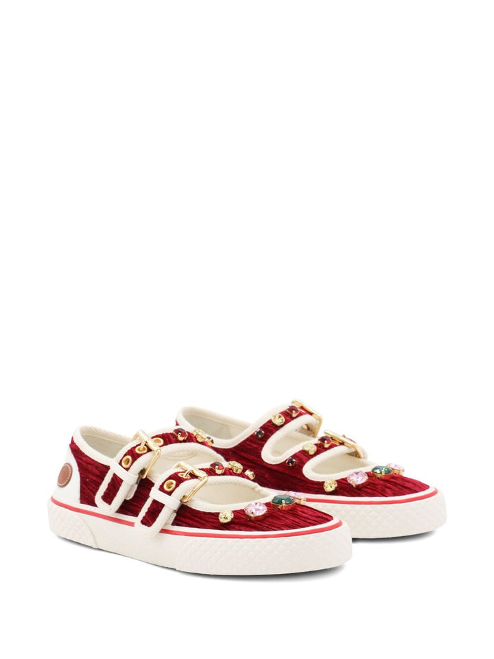 Valentino Garavani Jewel-embellished buckle sneakers