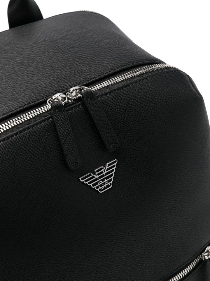 Emporio Armani Backpack in regenerated saffiano leather with ASV eagle plaque