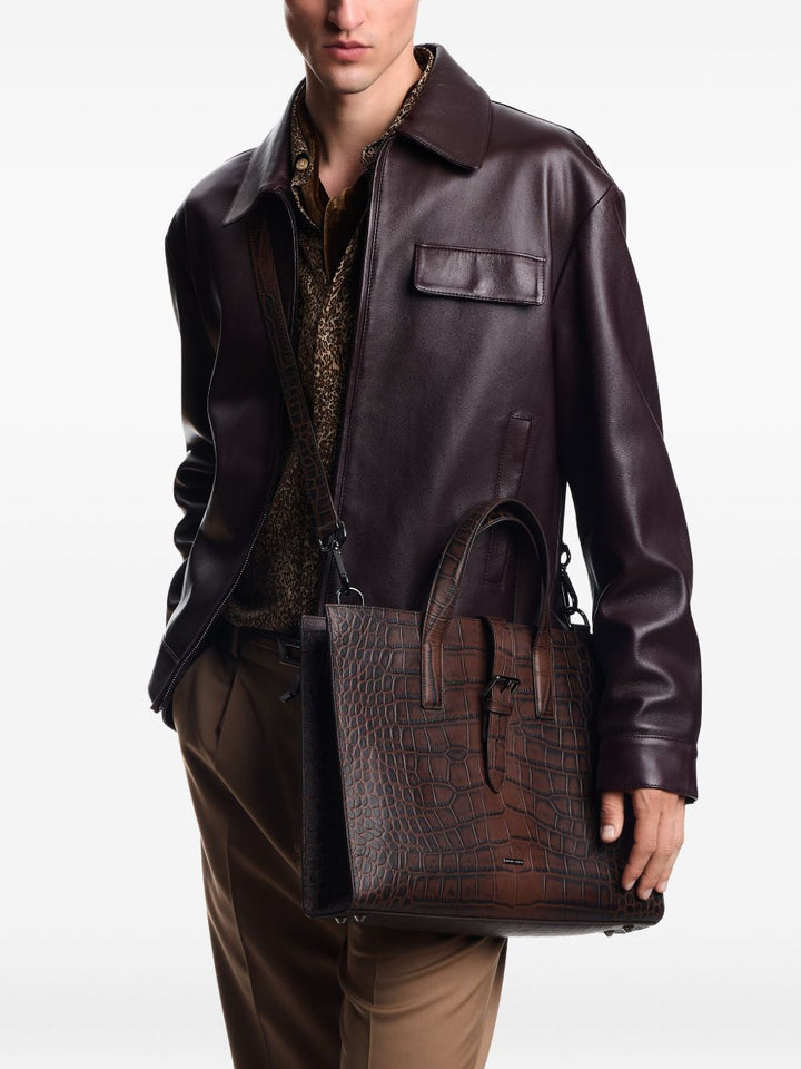 Emporio Armani Crocodile-print leather business bag