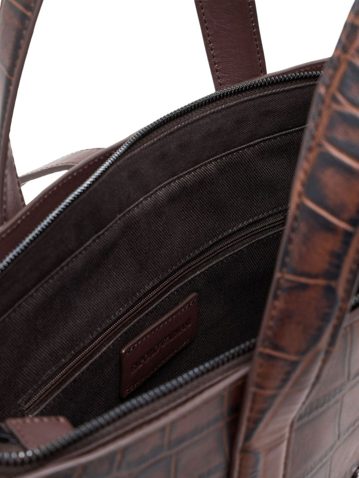 Emporio Armani Crocodile-print leather business bag