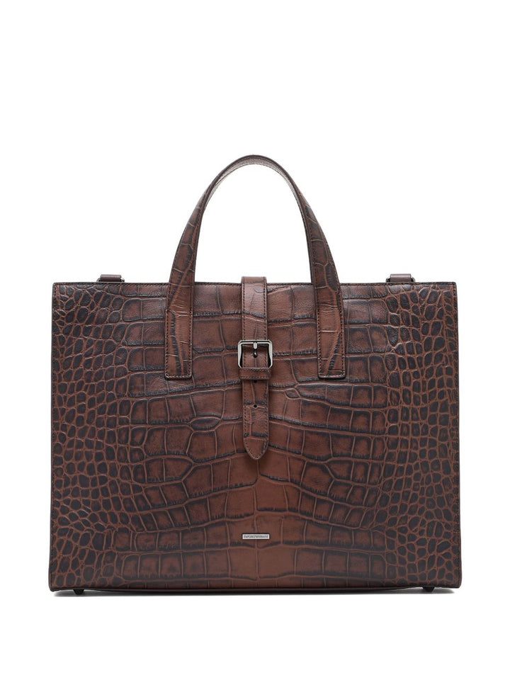 Emporio Armani Crocodile-print leather business bag
