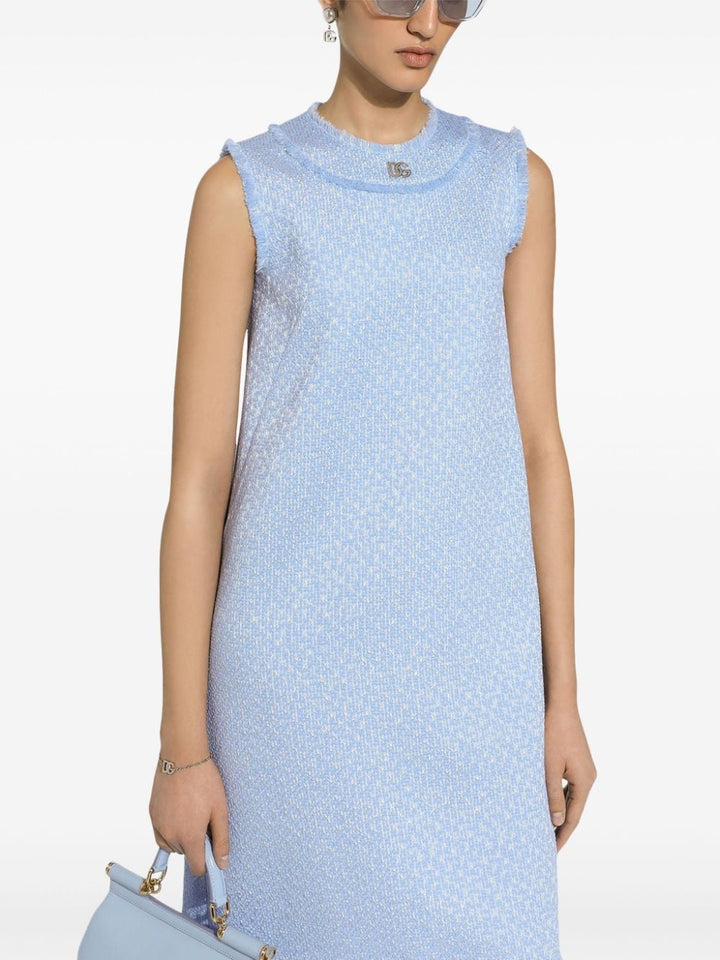 Dolce & Gabbana Sleeveless raschel tweed dress with DG logo