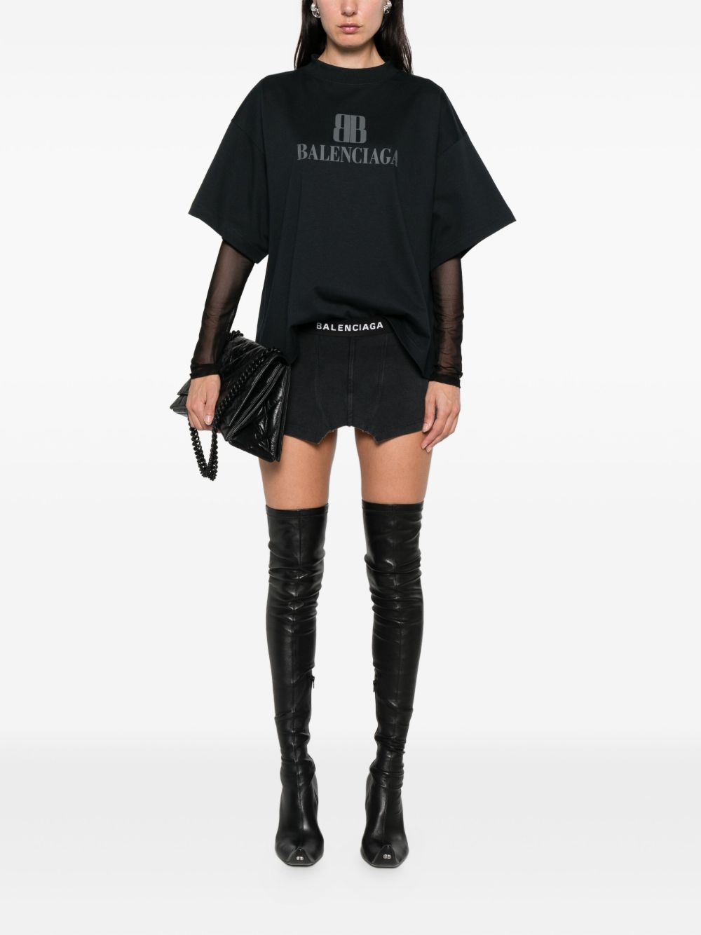 Balenciaga Nano Bb Cropped T-Shirt