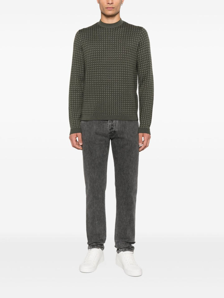 Emporio Armani Geometric-pattern virgin-wool sweater