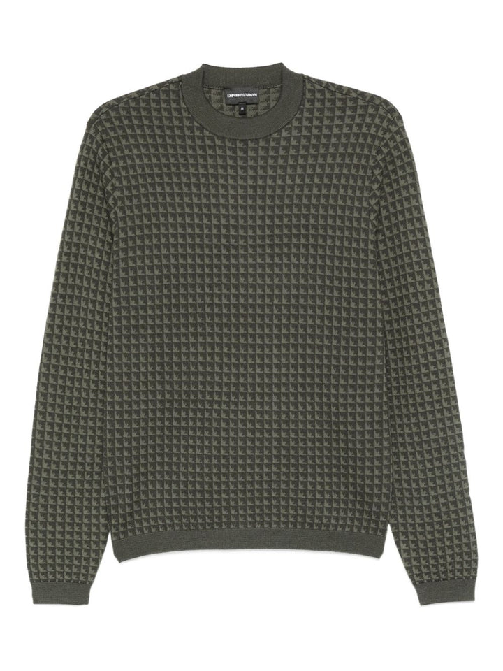 Emporio Armani Geometric-pattern virgin-wool sweater