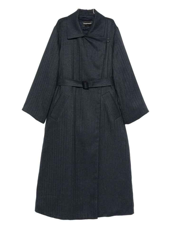 Emporio Armani Striped double-breasted coat