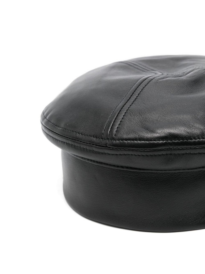 Emporio Armani Nappa leather beret with logo