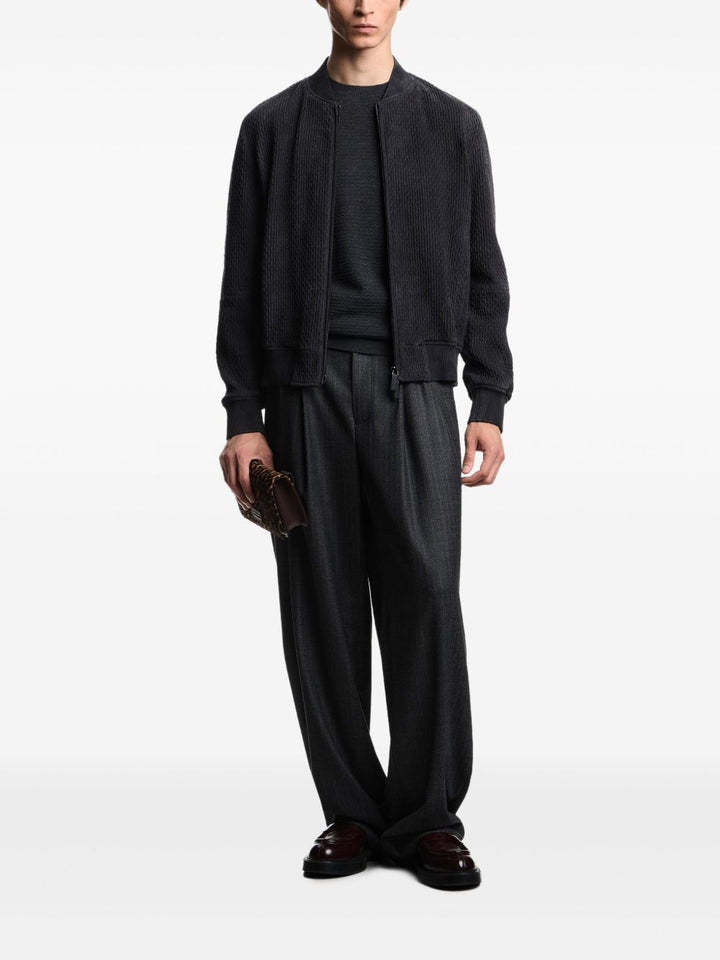 Emporio Armani Virgin wool sweater with raised jacquard pattern