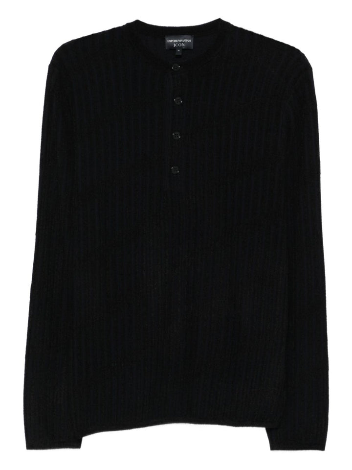 Emporio Armani Henley ribbed sweater