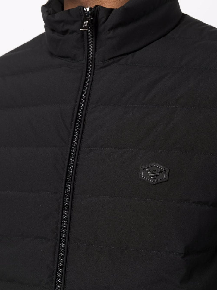 Emporio Armani Full-zip quilted nylon down jacket with eagle logo patch