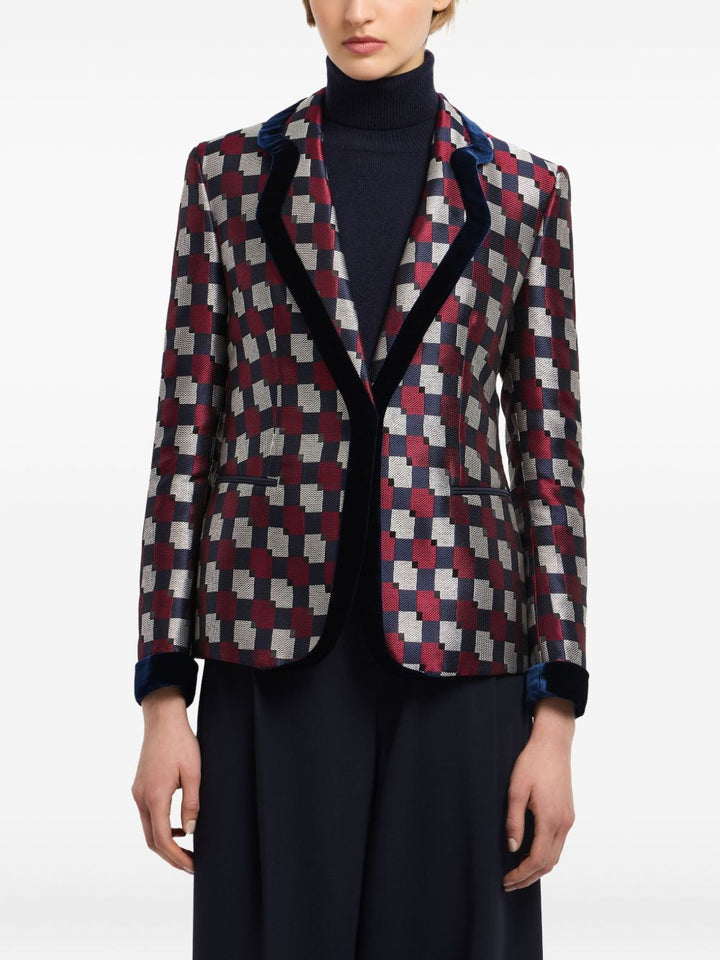 Emporio Armani Geometric jacquard blazer with velvet details