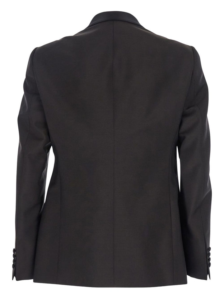 Emporio Armani Single-breasted jacket in fresh combed virgin wool with satin shawl lapels