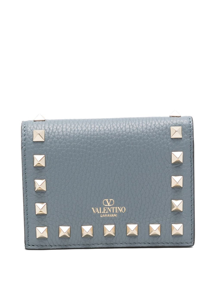 Valentino Garavani-Grey Rockstud bifold wallet