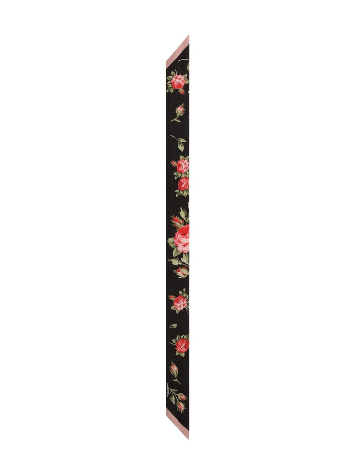 Dolce & Gabbana-Rose Bouquet-print silk twill bandeau/skinny scarf