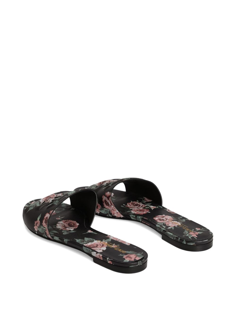 Dolce & Gabbana DG black floral print slide sandals