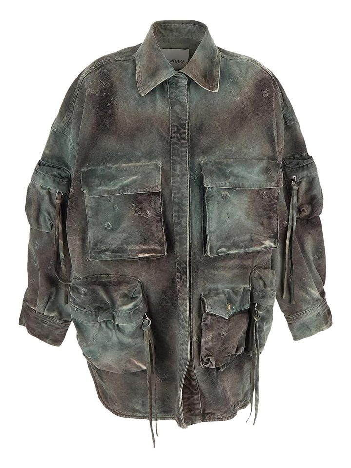 The Attico Fern Stained Green Camuflage Short Coat