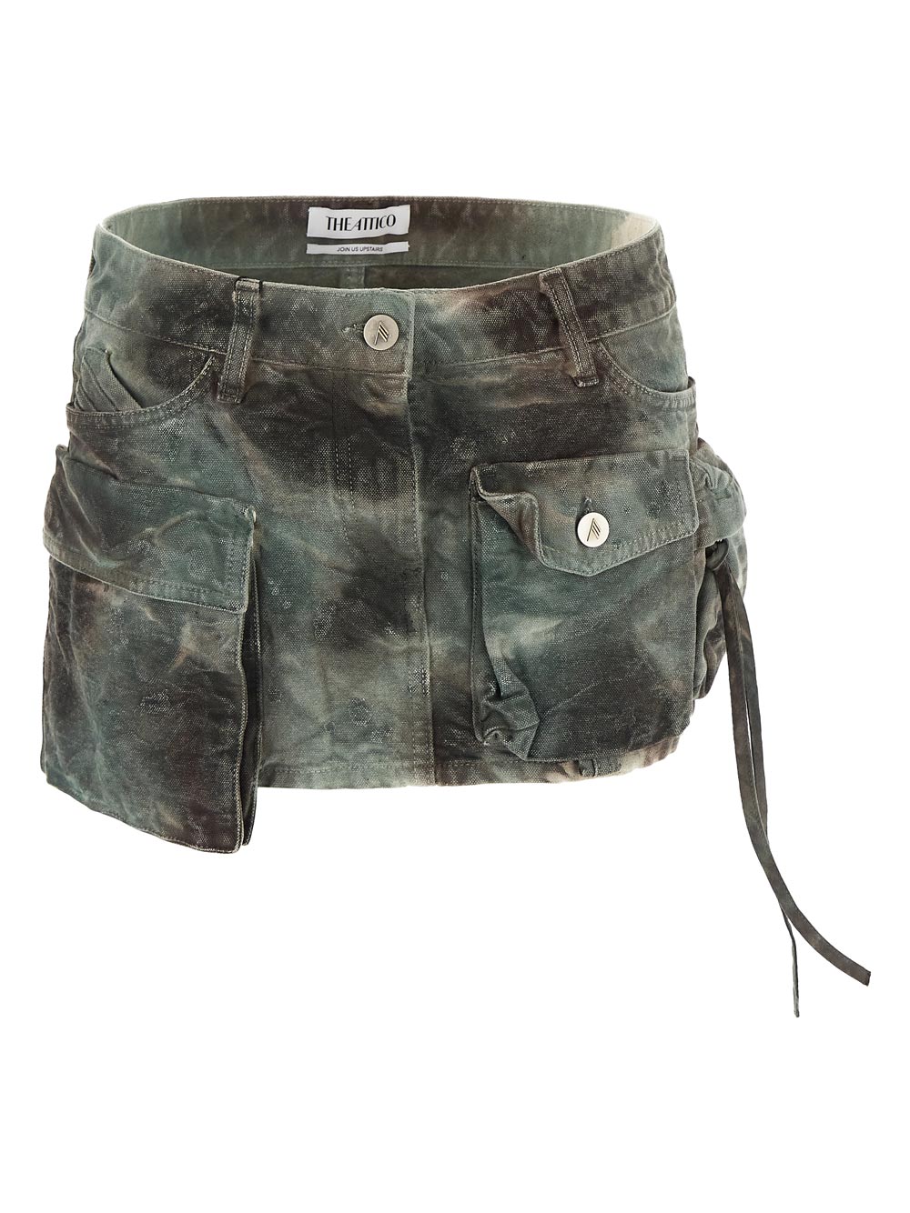 The Attico Fay Stained Green Camouflage Mini Skirt