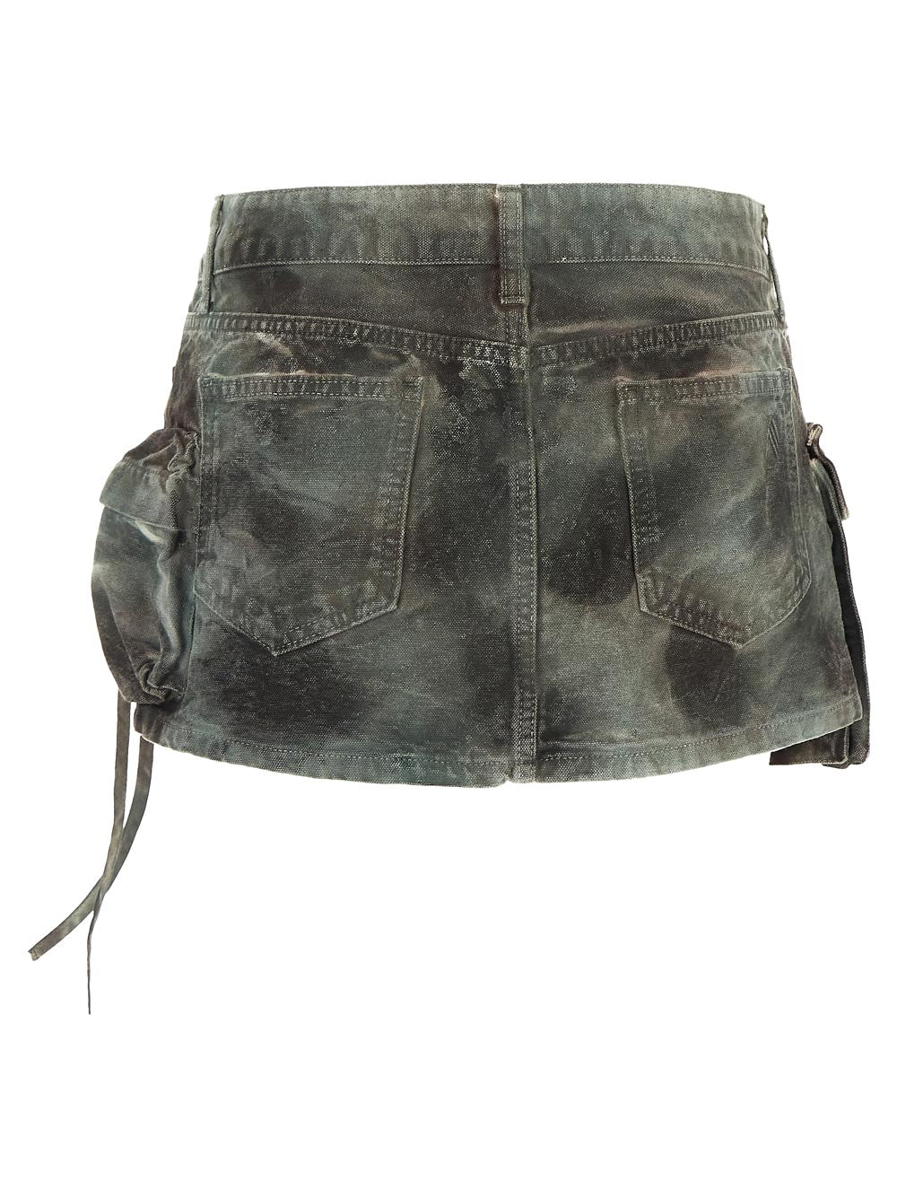 The Attico Fay Stained Green Camouflage Mini Skirt